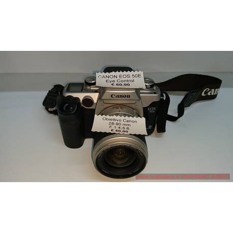 Fotocamera analogica a rullino Canon EOS 50 E eye control CON OBIETTIVO CANON 28-90 F4-5,6